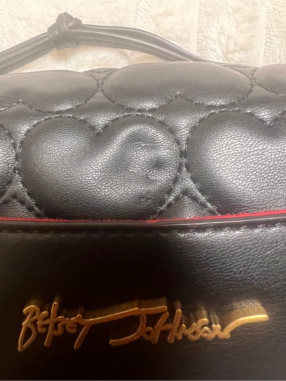 Betsey Johnson Black Quilted Heart Belt Bag with Studded Trim - Picture 6 of 8